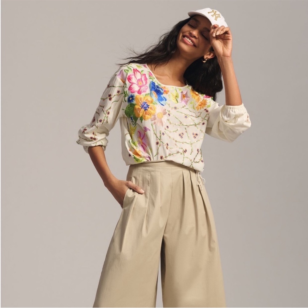 Anthropologie (Tiny brand) Vibrant Floral Embroidered Blouse
